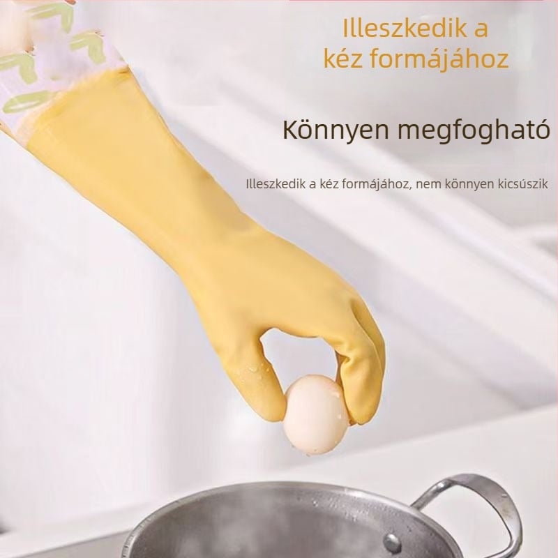 Latex kesztyű fleece-béléssel mosogatáshoz és háztartási munkákhoz, vízálló és tartós, hosszú mandzsetával
