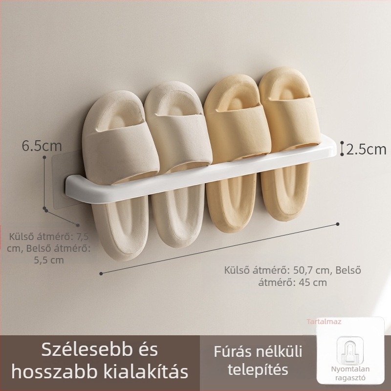 Lazy Corner papucsakasztó, falra szerelhető, fúrás nélkül, fürdőszoba és konyha tároló, egyrudas multifunkcionális rendező