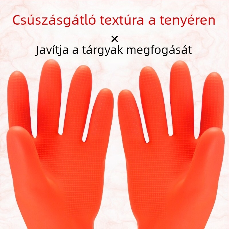 Hosszú latex kesztyű velúr béléssel, konyhai és háztartási használatra, téli vízálló a mosogatáshoz és a ruhák mosásához