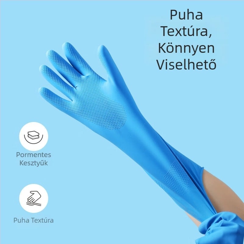 Sűrített, kopásálló latex kesztyűk háztartási használatra, vízállóak és csúszásmentesek, konyhai mosogatáshoz és mosáshoz
