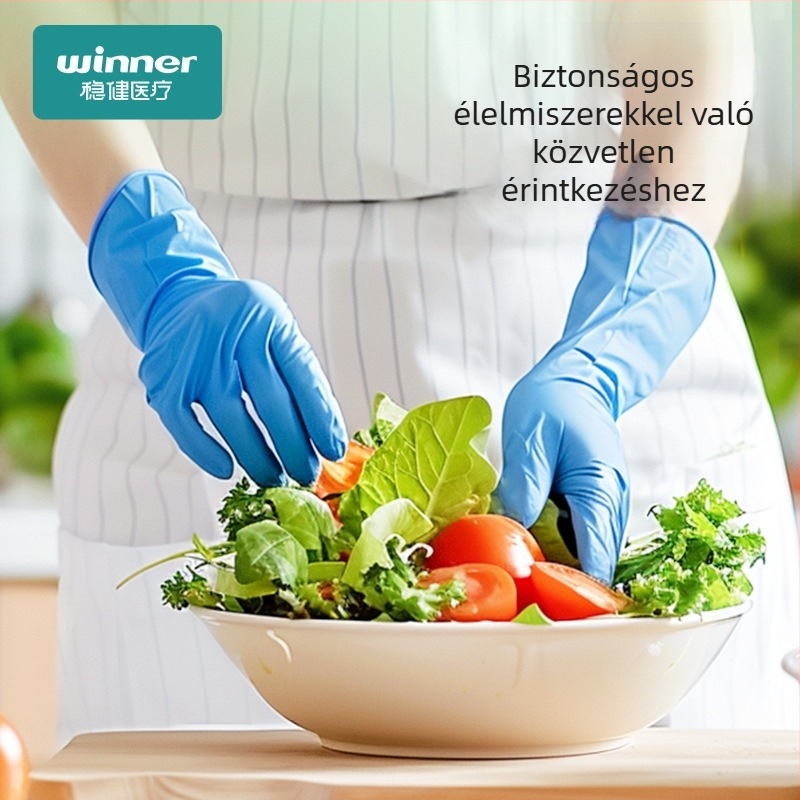 Egyszer használatos nitrilkesztyűk élelmiszer- és catering felhasználásra, otthoni tisztításra, mindennapi védelem, kézre illeszkedő.