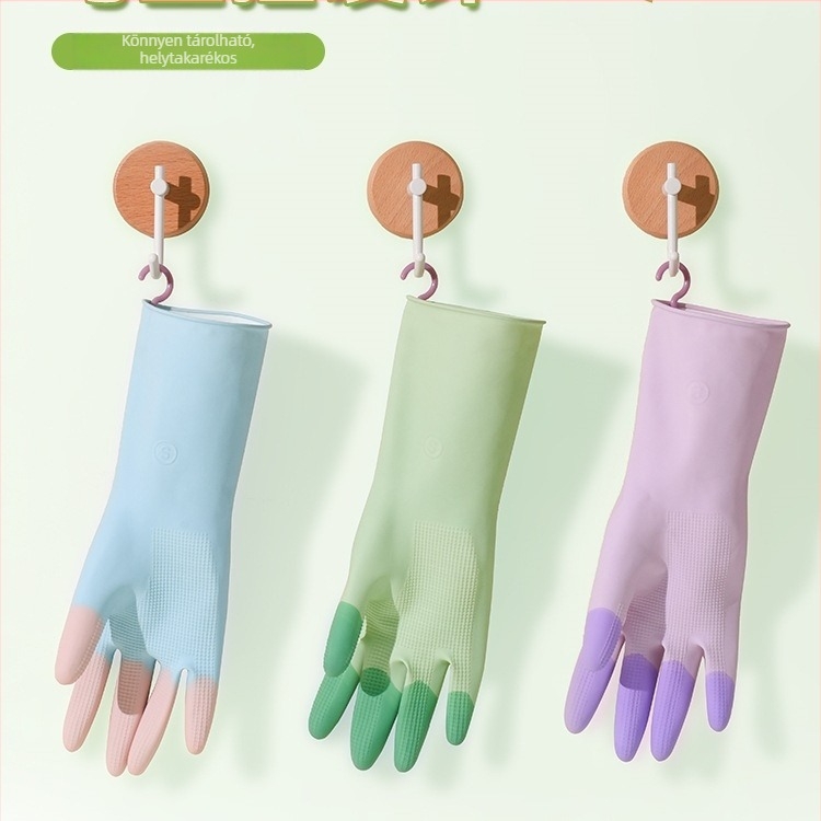 Női vastagított edénymosó kesztyűk – vízállóak, olajállóak, tartós latex anyagból
