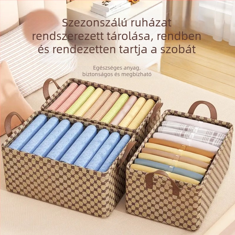 Összecsukható gardrób tároló doboz, nagy kapacitású 20–30 L, ruhák és nadrágok számára, nedvességálló