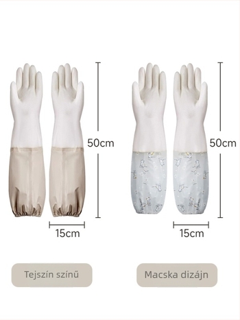 Tartós, vastag, vízálló mosogatós és háztartási kesztyű hosszú mandzsettával