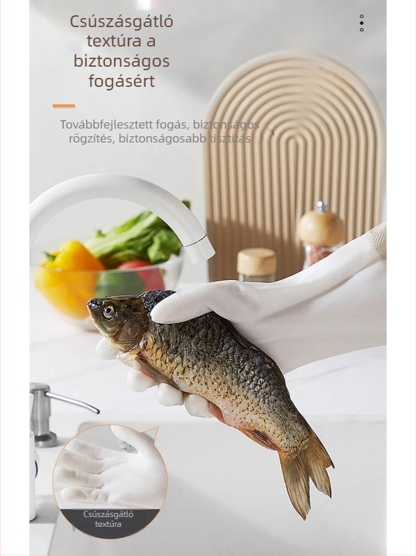 Tartós, vastag, vízálló mosogatós és háztartási kesztyű hosszú mandzsettával