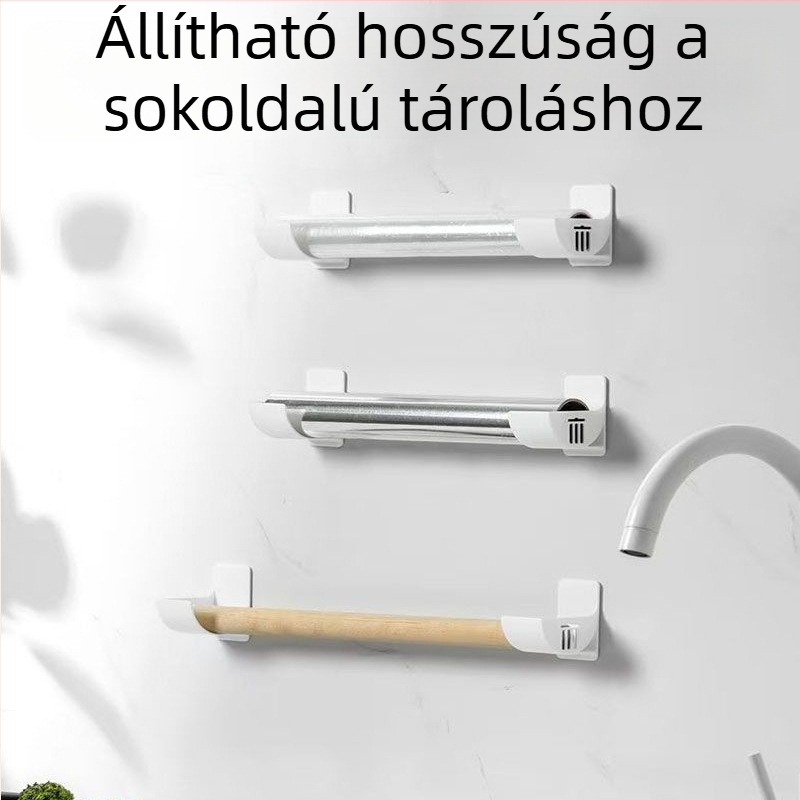 2 darabos fúrás nélküli konyhai tároló, zsákok és fólia számára, oldalsó szekrényajtó rendező