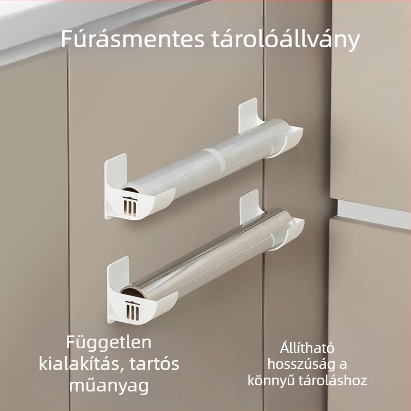 2 darabos fúrás nélküli konyhai tároló, zsákok és fólia számára, oldalsó szekrényajtó rendező
