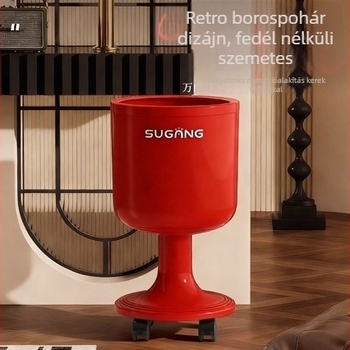 2025-ös új modellű borospohár formájú szemetes otthoni használatra, fedél nélküli, illatmentes, kapacitás 4 L-ig vagy kevesebb, kerekekkel, nappaliba, luxus konyhába, hálószobába