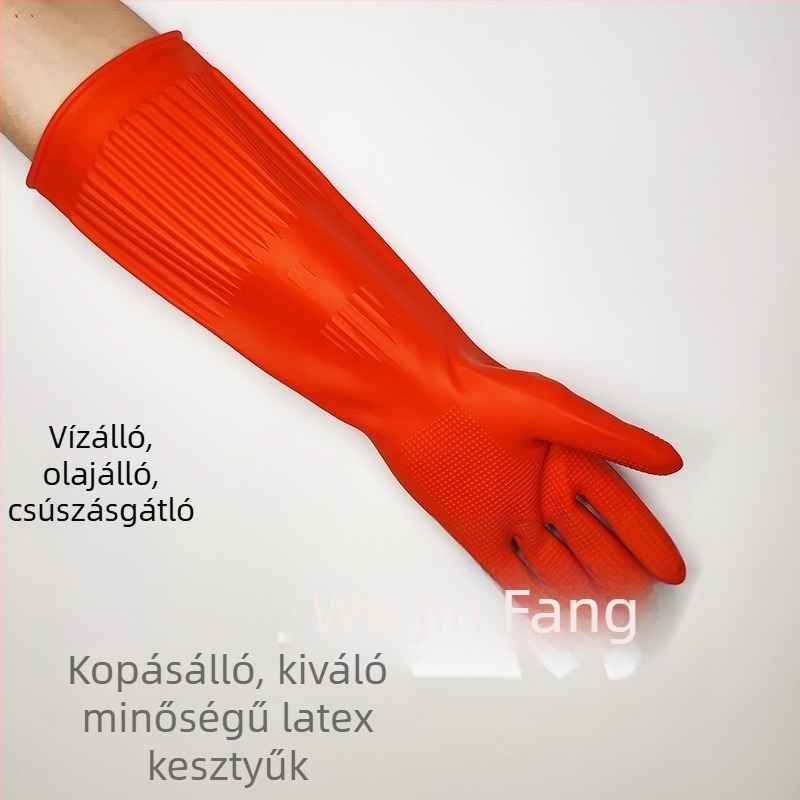 Beauty Gang 38 cm hosszú, vastagabb latex kesztyűk, vízálló, csúszásmentes, konyhai mosogatáshoz és háztartási tisztításhoz