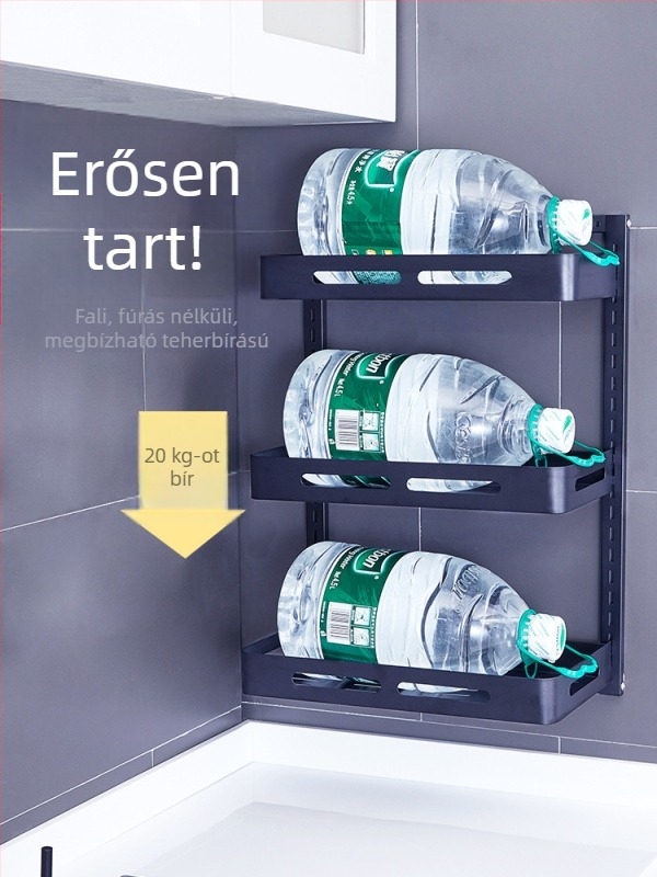 Rozsdamentes acél 201 konyhai polc falra szerelhető, fúrás nélkül, fűszerek tárolására.