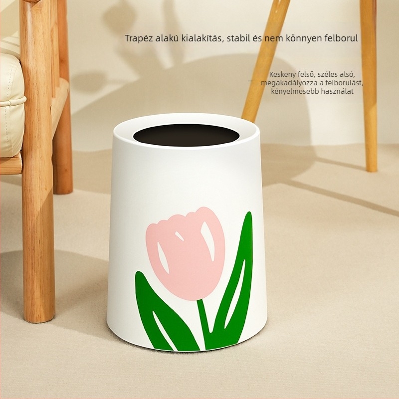 Tulipán alakú szemetes, Instagram-stílusú, nappaliba és otthonra, kompakt luxussal, kollégiumba, kis hálószobába, konyhába és fürdőszobába