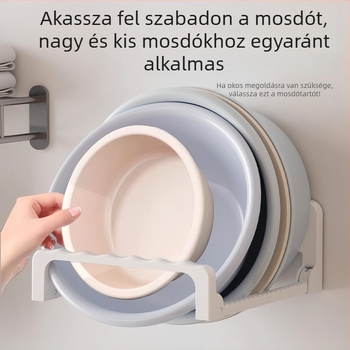 Fali mosdóállvány kampókkal, fúrás nélkül, konyha és fürdőszoba tároló