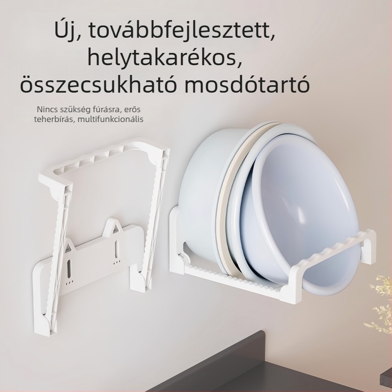 Fali mosdóállvány kampókkal, fúrás nélkül, konyha és fürdőszoba tároló