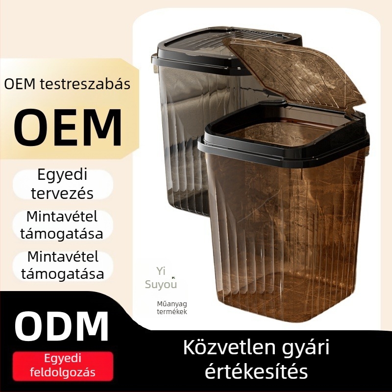 Egyéni kereskedelmi szemetes, fedős, flip-top, 12 literes vagy nagyobb kapacitású, műanyag, négyszögletes forma, irodákhoz, szállodai szobákhoz és bárokhoz