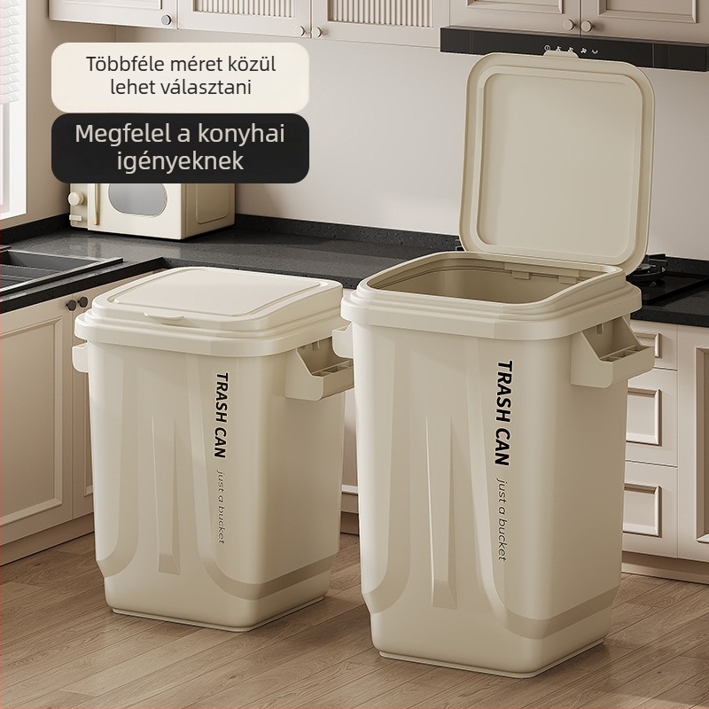 Beltéri háztartási hulladékgyűjtő, hosszúkás hengeres formájú műanyagból, konyha és nappali számára, 12 literes kapacitás, ipari stílus