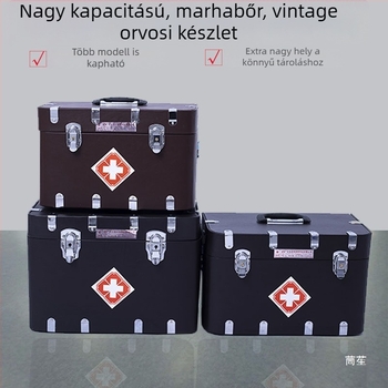 Vintage bőr orvosi táska állatorvosi és háztartási használatra, hordozható