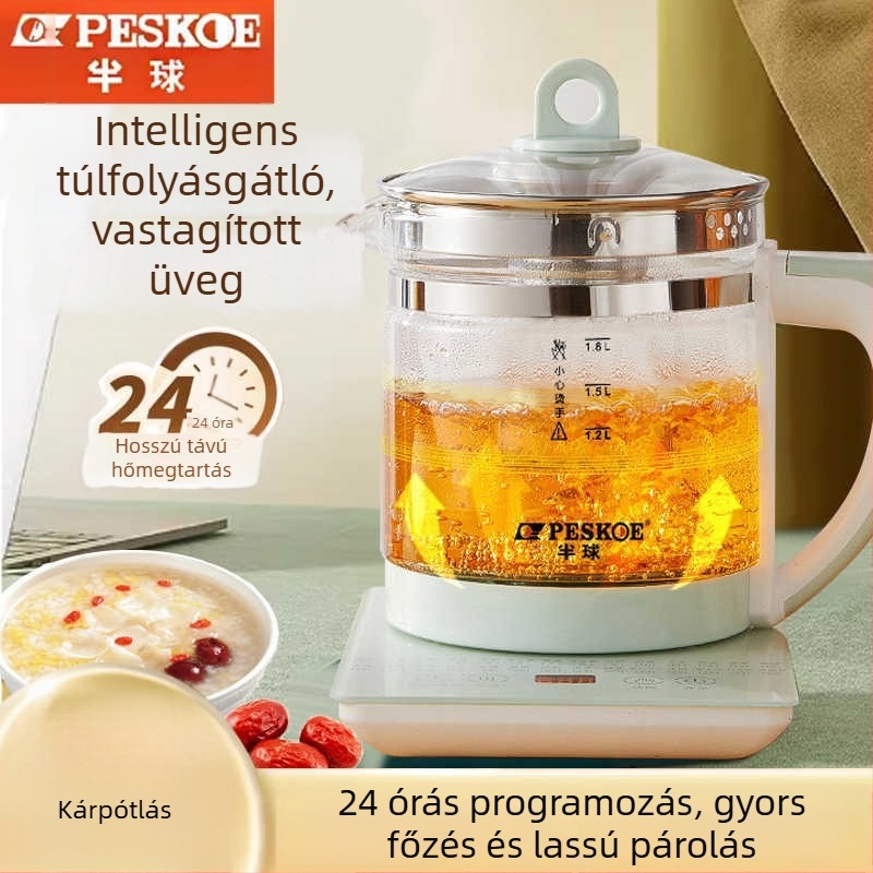 Félgömb alakú egészségügyi kanna főzésre és áztatásra, üvegből készült teáskanna otthoni használatra, elektromos vízforraló, nagy kapacitás, multifunkcionális.