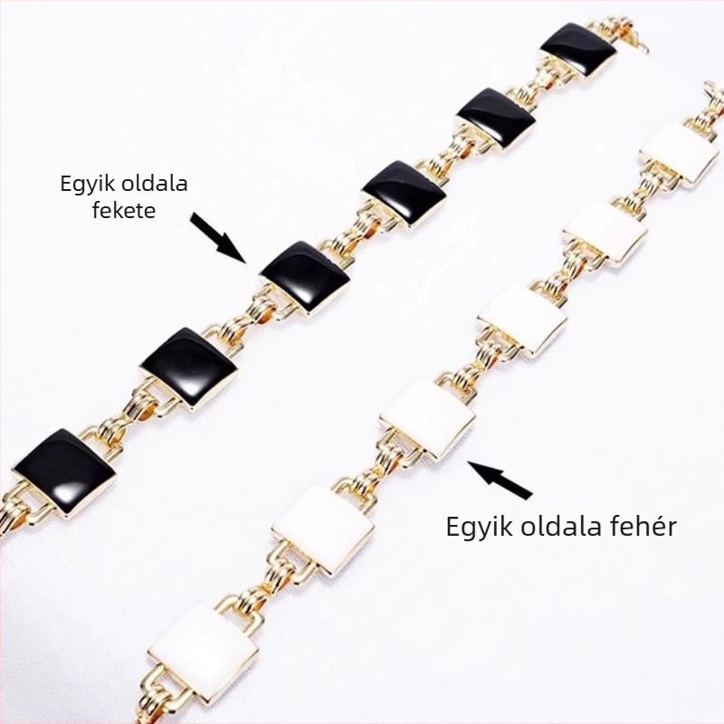 Négyzetesen beépített derékszíj ruhához, fém öv-nyaklánc etnikus stílusban, hossz 110–125 cm