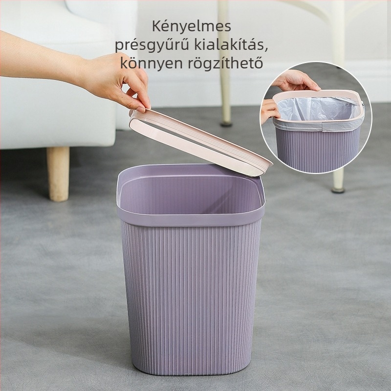 Négyzet alakú műanyag kuka, 6 literes, konyha, fürdőszoba, nappali és iroda számára – nagy kapacitás, fedél nélkül