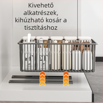Kihúzható konyhai tárolókosár mosogató alatti szekrényhez, fiók stílusú rendező több réteggel