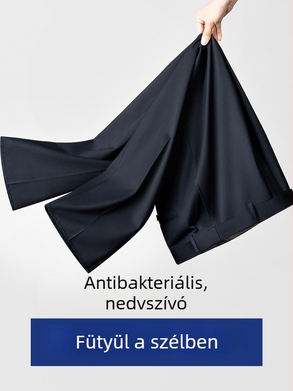 Férfi öltönynadrág, üzleti stílus, egyenes szabás, nyári vékony elasztikus anyagból, kilenc-tized hossz, elegáns esés