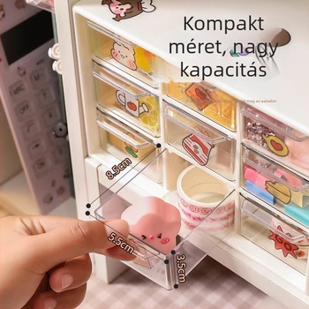 Kilenc rekeszes, porálló fiókos asztali tároló – ideális íróasztalra, irodai kellékek és ékszerek számára, kompakt
