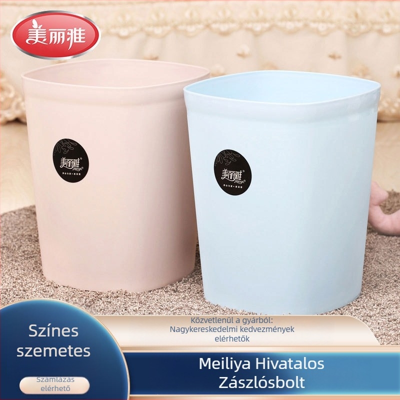 Meiliya színes négyzet alakú szemetes fedél nélkül, műanyag, 9 l, otthoni használatra – asztal, hálószoba, fürdőszoba, konyha
