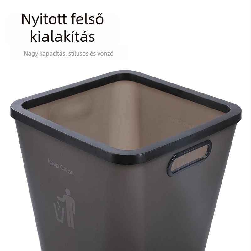 Négyzet alakú műanyag szemetes, 12 liter, fedél nélküli, kreatív dizájn, otthoni használatra – nappali, fürdőszoba és hálószoba