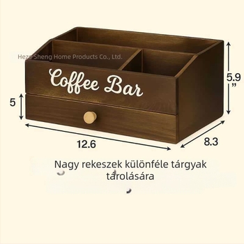 Többszintes fa tároló doboz teafilterek és kávézacskók számára, asztali rendező