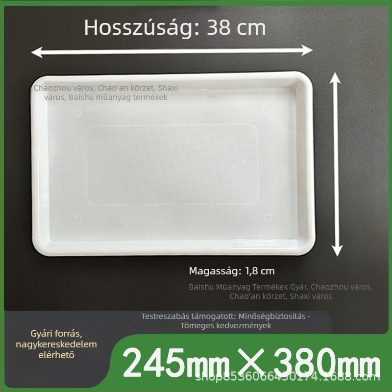 Konyhai edényállványhoz használható műanyag csepegtető tál, 245 × 380 mm, téglalap alakú, kihúzható tál