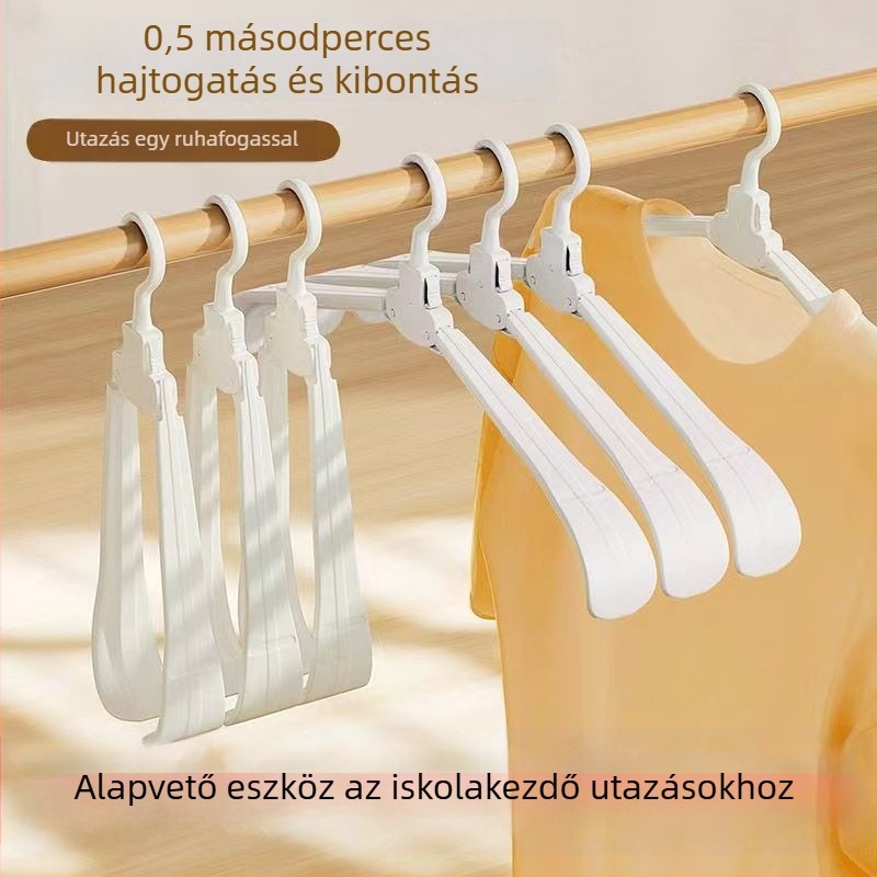 Összecsukható műanyag ruhakasztó széles vállal – hordozható szárítóállvány otthonra és kollégiumba