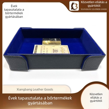 Személyre szabott PU bőr belépő asztali tároló doboz és kockajáték tároló tálca, négyszögletes összecsukható tálca, minimalistikus otthoni tárolás