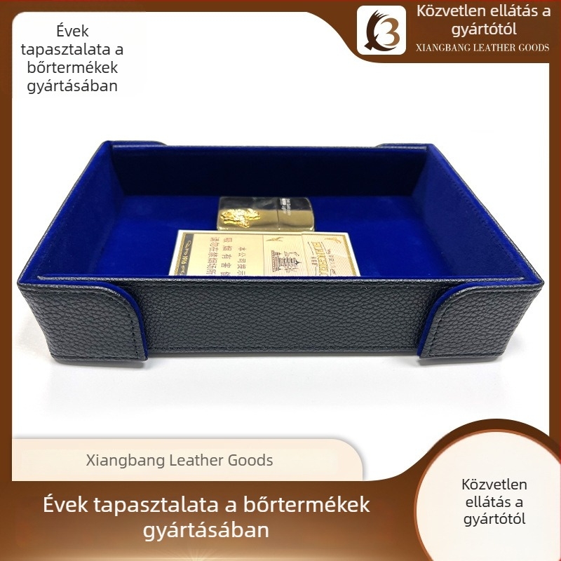 Személyre szabott PU bőr belépő asztali tároló doboz és kockajáték tároló tálca, négyszögletes összecsukható tálca, minimalistikus otthoni tárolás