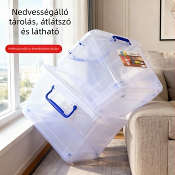 Élelmiszer-minőségű, átlátszó, vastagított műanyag tároló doboz fedővel, porálló és zárható, többfunkciós rendszerező