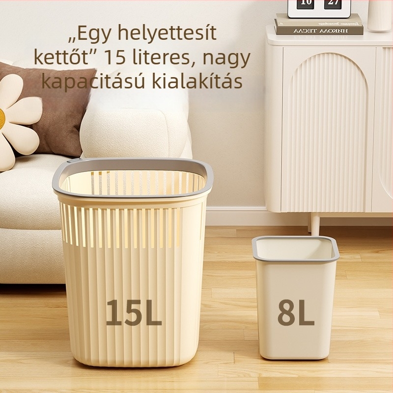 Nordic stílusú műanyag papírtartó szemetes, 6 L, négyszögletes, otthoni használatra