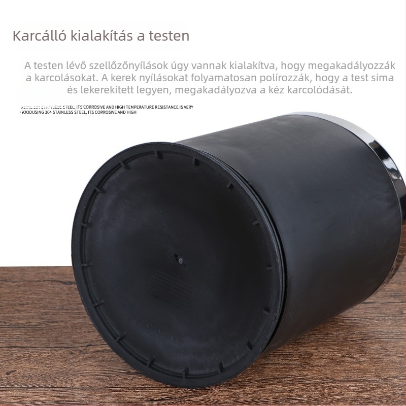 Fekete vasból készült fedél nélküli szemetes, hengeralakú, 10 L, szállodai szobák, fürdőszobák és konyhák számára