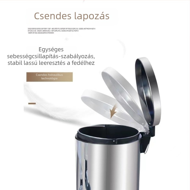Rozsdamentes acél pedálos kuka, 5 L, fedéllel, nappaliba, konyhába és fürdőszobába