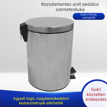 Lábpedálos szemetes fedéllel, kompakt hordó alakú, saját márkás, logó nyomtatható