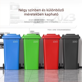 Személyre szabott kültéri hulladékgyűjtő kerékkel és fedővel, 240 L kapacitás, utcai használatra