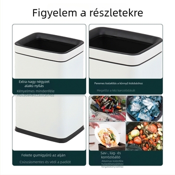 10L hosszú, kettős rétegű rozsdamentes acél szemetes, két rekesz, fedél nélküli, minimalist stílusú fém kuka hotel szobákhoz