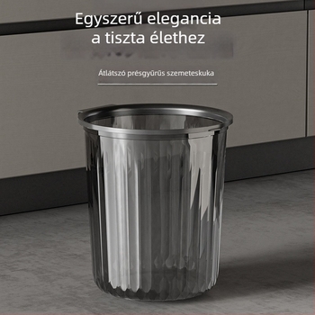 Átlátszó fürdőszobai szemetes, gyűrűs, könnyed luxus stílusban, otthoni használat, nagy átmérőjű, 12 L vagy több.