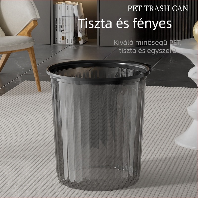Átlátszó fürdőszobai szemetes, gyűrűs, könnyed luxus stílusban, otthoni használat, nagy átmérőjű, 12 L vagy több.