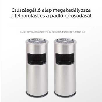Rozsdamentes acélból készült 12 literes nyitott tetejű hulladékgyűjtő, hengeralakú, kereskedelmi használatra