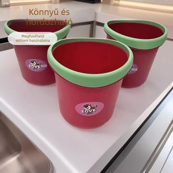 Kör alakú PP szemetes tolófedéllel, 5 L, otthoni használatra