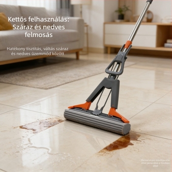 Kéz nélküli szivacsos mop háztartási használatra, új modell, nedvszívó, hajtogatható, nagy méret, dupla kinyomás, PVA szivacs dehidratáláshoz