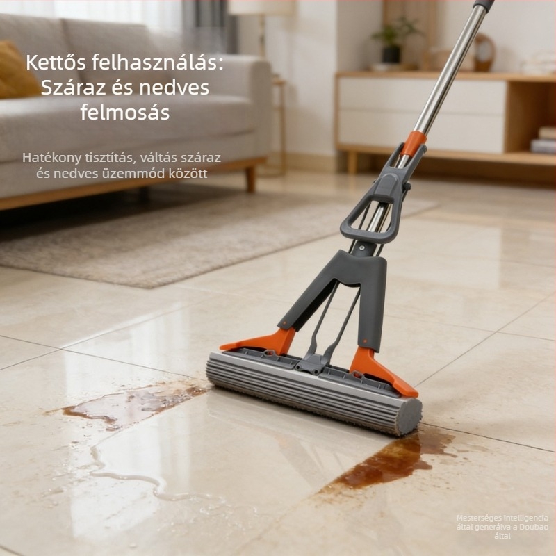Kéz nélküli szivacsos mop háztartási használatra, új modell, nedvszívó, hajtogatható, nagy méret, dupla kinyomás, PVA szivacs dehidratáláshoz