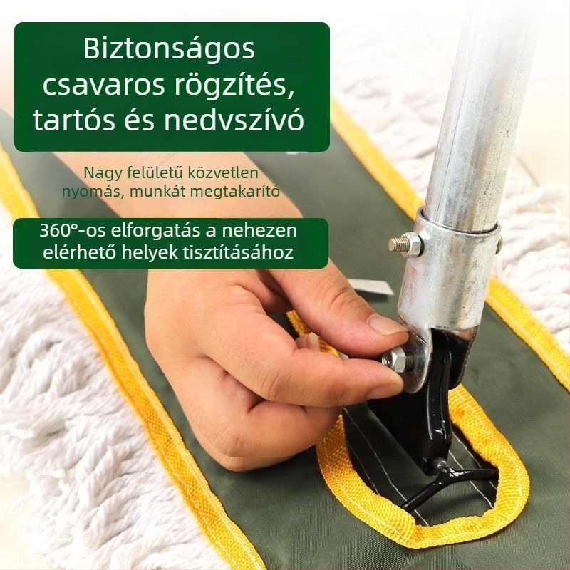 Nagy sík felmosó a háztartási por eltávolítására, különleges forgó tisztító mechanizmussal és cserélhető ronggyal