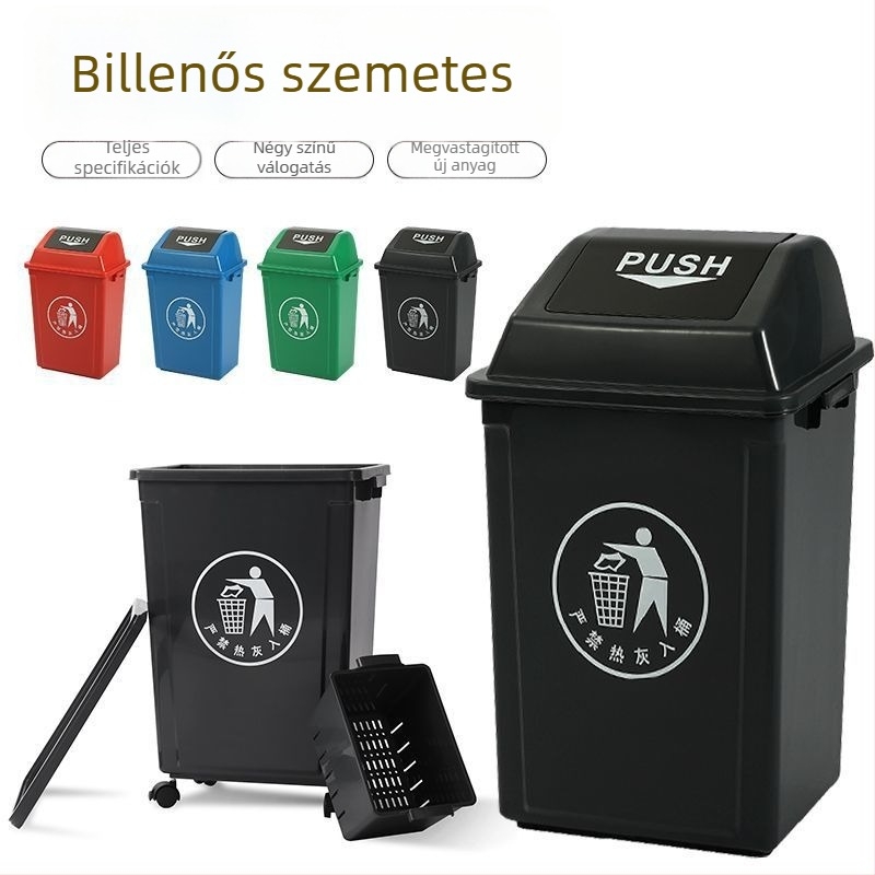Qi Yu süllyeszthető fedelű szelektív szemetes, vastag falú, csendes, szivárgásmentes, nagy kapacitású, 10L/20L/40L/60L, négyszögletes, PP