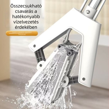 28 cm-es összecsukható PVA felmosó otthoni használatra, kéz nélküli kinyomás nélkül, teleszkópos nyél 100–120 cm, fej 28 cm, ultra vékony rostok, rozsdamentes acél rúddal