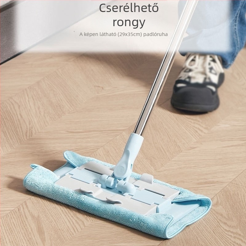 MOPFCE-TE Lapos mop kék klipszes kendővel, háztartási használatra, öblítés nélkül, könnyű padlótisztító eszköz